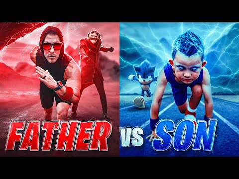 Father Vs Son Strength Challenge! Sonic The Movie In Real Life!