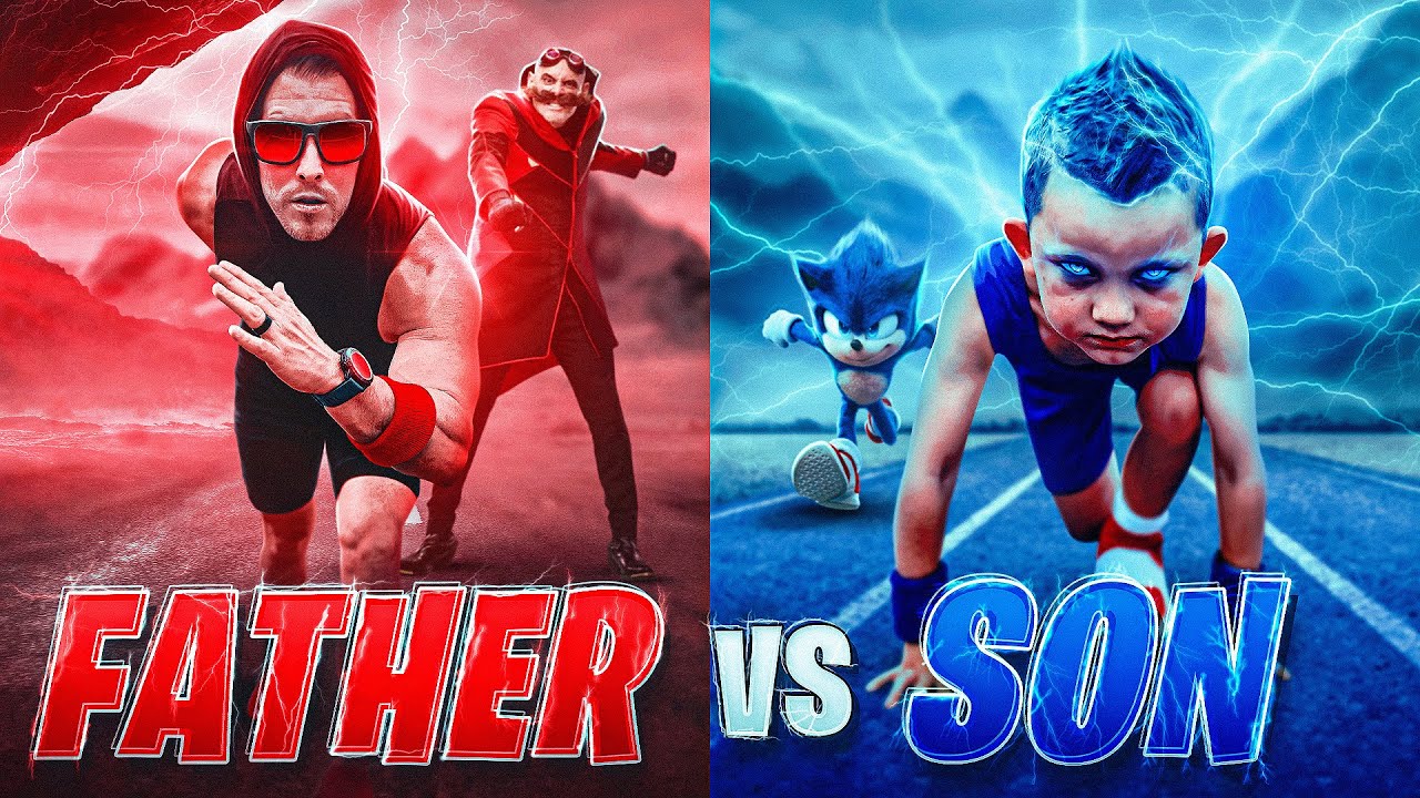 Father Vs Son Strength Challenge! Sonic The Movie In Real Life!