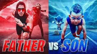 Father Vs Son Strength Challenge! Sonic The Movie In Real Life!