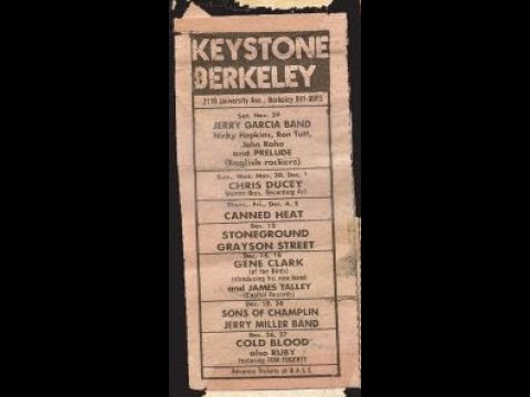 Jerry Garcia Band - 11/29/75 - Keystone - Berkeley, CA - aud