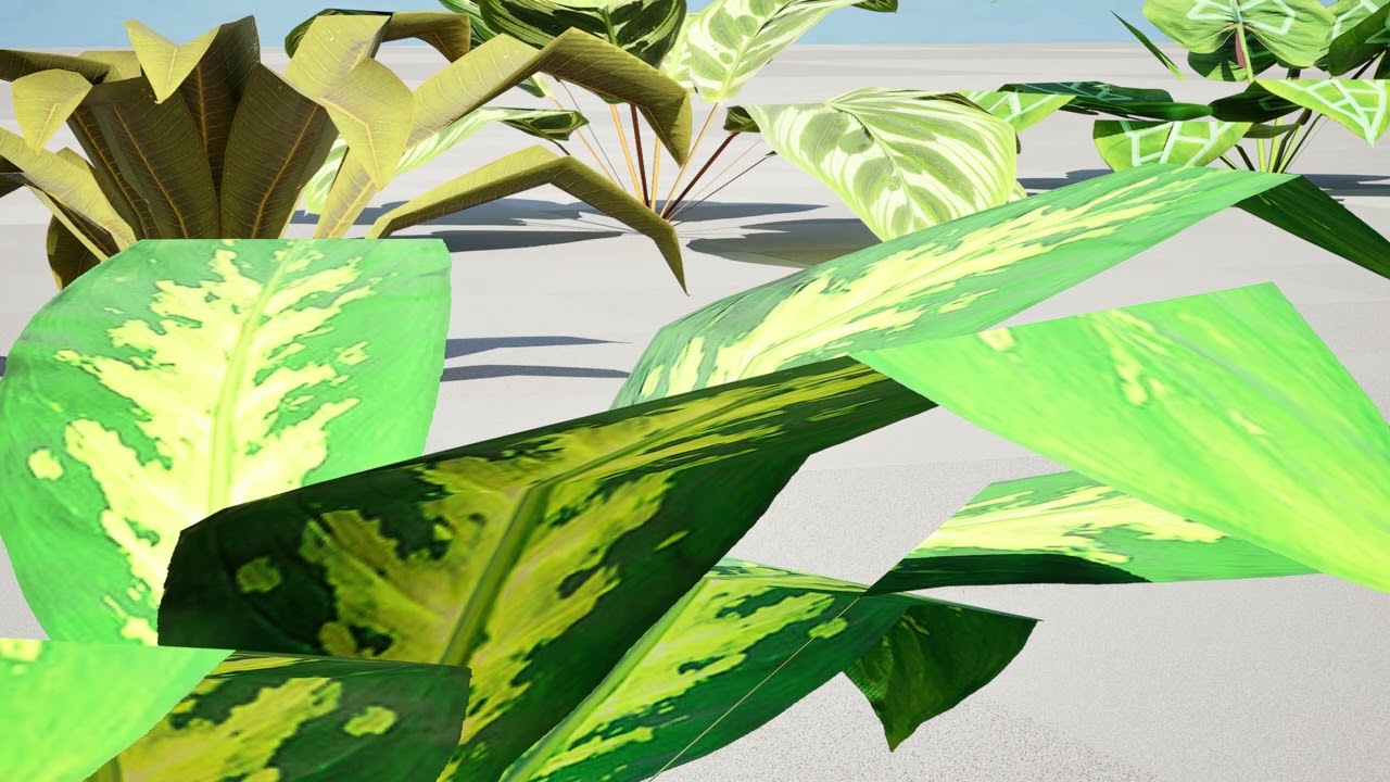 Collezione di foglie di piante tropicali pronte per il gioco Modello 3D