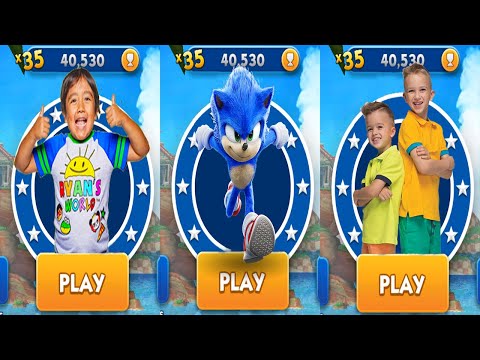 Tag with Ryan vs Sonic Dash vs Vlad & Niki Run - Movie Sonic vs All Bosses All Characters Unlocked