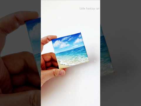 Seascape Painting 💙🩵💚 #minicanvas #acrylicpainting #artwork #beach #cuteart #shorts