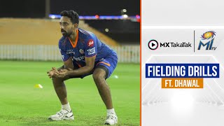 Dhawal aces the fielding drill with dives and one hand catches | धवल की कैचिंग प्रैक्टिस