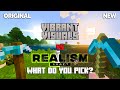 VIBRANT VISUALS Vs RealismCraft COMPARISON In Minecraft Bedrock Vibrant Visuals