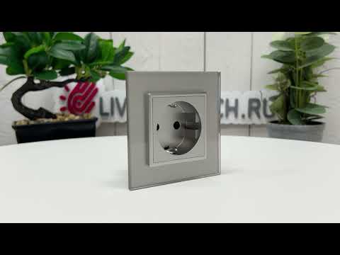 Розетка электрическая с заземлением защитными шторками 16A Livolo, зажимы, цвет серый (механизм) VL-FCTC16A-2IPS01