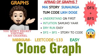 YouTube video 'Clone Graph | Leetcode - 133 | Google, Facebook, Amazon | DFS+BFS | Explanation ➕ Live Coding🧑🏻‍💻'