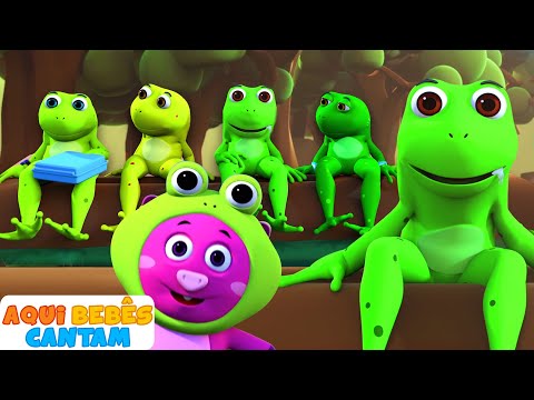 Cinco Pequenos Sapos Salpicados | Canções Para Crianças | Aqui Bebés Cantam