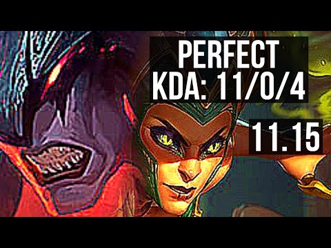 AATROX vs CASSIOPEIA (MID) | 11/0/4, 6 solo kills, Legendary, 800+ games | KR Diamond | v11.15