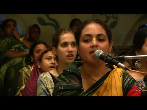 H.G. Vishaka devi dasi led kirtan at the 2015 Mayapur Jhulan Yatra.