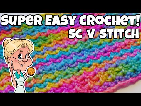 SUPER EASY CROCHET STITCH - Single Crochet V Stitch - One Row Repeat