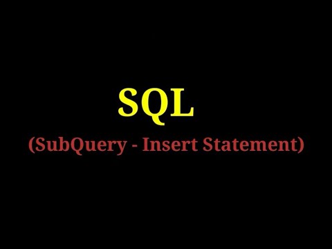 Sql 27 Subquery Insert Statement
