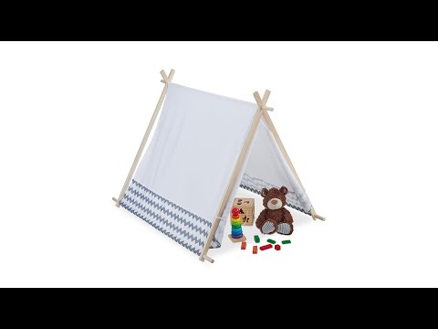 Tipi Zelt für Kinder Braun - Grau - Weiß - Holzwerkstoff - Textil - 92 x 92 x 120 cm