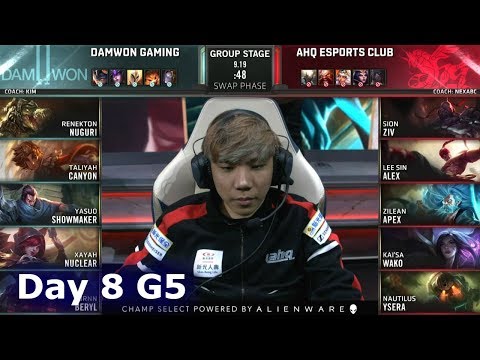 DWG vs AHQ | Day 8 S9 LoL Worlds 2019 Group Stage | DAMWON Gaming vs ahq e-Sports Club