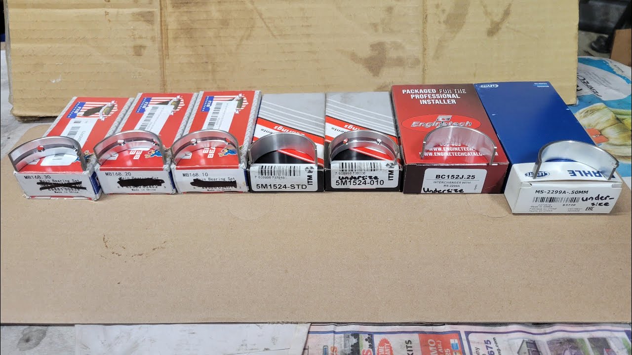 engine bearings details, standard, undersized, oversized