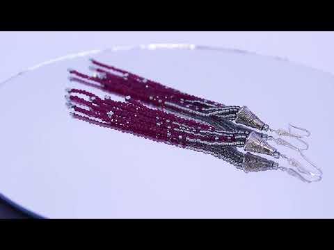 Длинные серьги с красными камнями Гранатик Серьги кисти Ручная работа - фото 1 - id-p1418683882