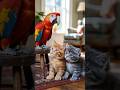 Adorable Kittens Want To Befriend A Parrot Shorts