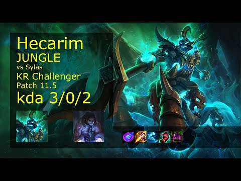 Hecarim Jungle vs Sylas - KR Challenger 3/0/2 Patch 11.5 Gameplay // [롤] 헤카림 vs 사일러스 정글