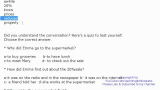 English Conversation with Key words and quiz - Supermarket Sale