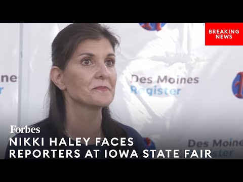 Nikki Haley Faces Press Asking About GOP Debate, Trump, & Being Underestimated | Iowa State Fair