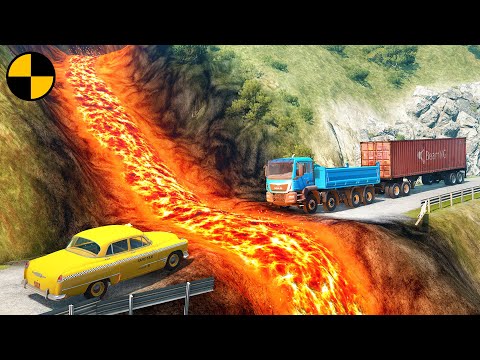 Cars vs Lava Crosses Road 😱 BeamNG.Drive