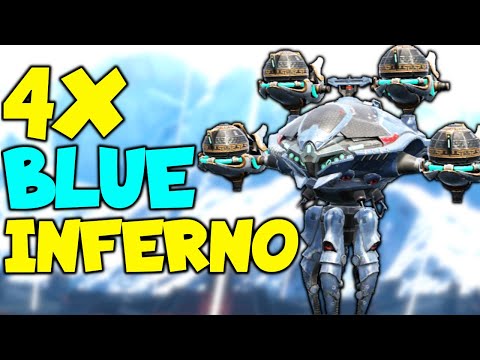 BLUE INFERNO! NEW 4x Oolong CINDER NODENS Crazy Machine - War Robots Max Level Titan Gameplay WR