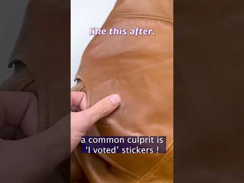Part of a video titled Do NOT put stickers or tape on real leather - It'll get ruined! - YouTube