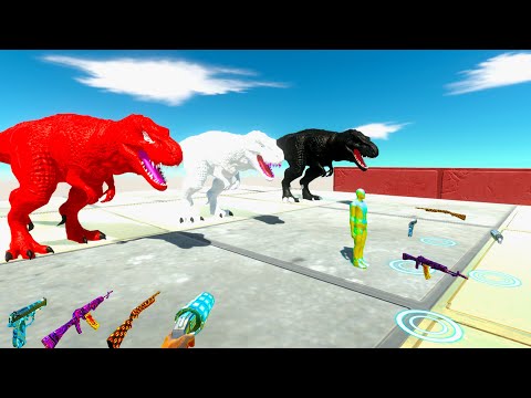 COLOR T-REX and FPS AVATAR RESCUE MISSION DEATH RUN - Animal Revolt Battle Simulator