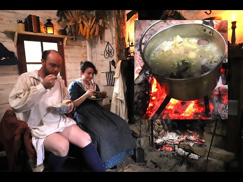 Cooking Over a Fire: Barley and Leek Soup - 19th Century Cooking Skills. 1820s America