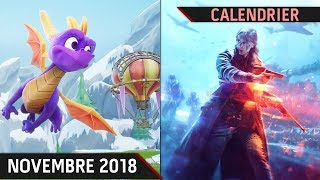 CALENDRIER | LES SORTIES JEUX VIDÉO NOVEMBRE 2018