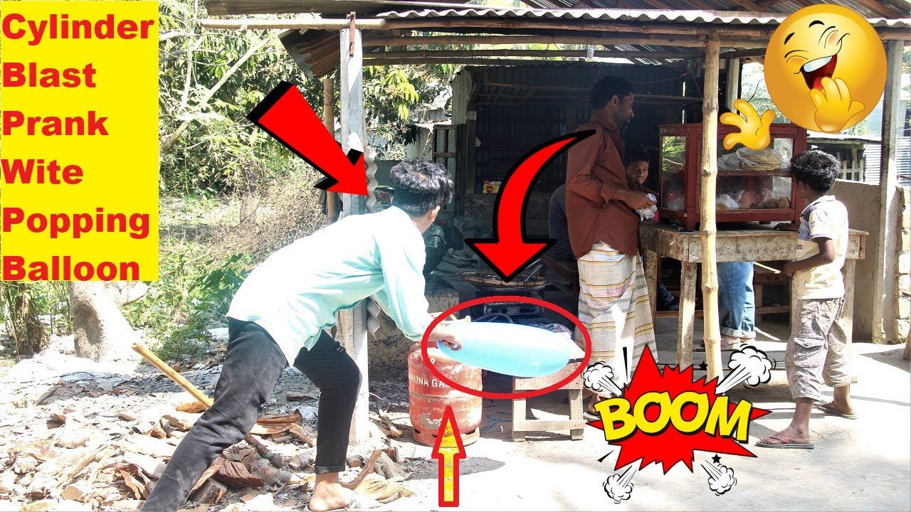 Popping Balloons Prank On Fake LPG Cylinder Blast Prank by Prank  King 220.