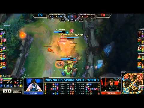 C9 Meteos Vi Balls Maokai Tower Dive First Blood - C9 vs T8 Game 1 (NA LCS Spring 2015)
