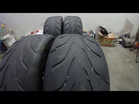 Semi slick Toyo R888 185/50 R14 after 2 trackdays.