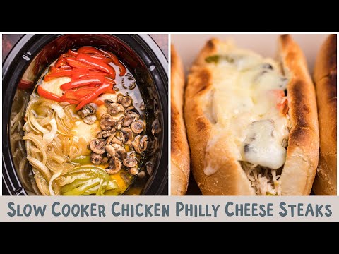 🔥 Ultimate Slow Cooker Chicken Philly Cheese Steaks! 🧀