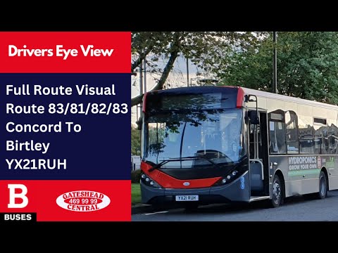 DEV: FULL ROUTE VISUAL | Nexus Bus Routes 83/81/82/83 - Concord to Birtley | YX21RUH
