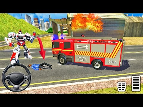 Fire Fighter Robot Transform Robot Truck Driving – Emergency Rescue Simulator – Android Gameplay