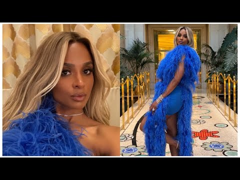 Ciara attended the 2025 American Music Award in a Bronx And Banco Zoia gown in electric blue