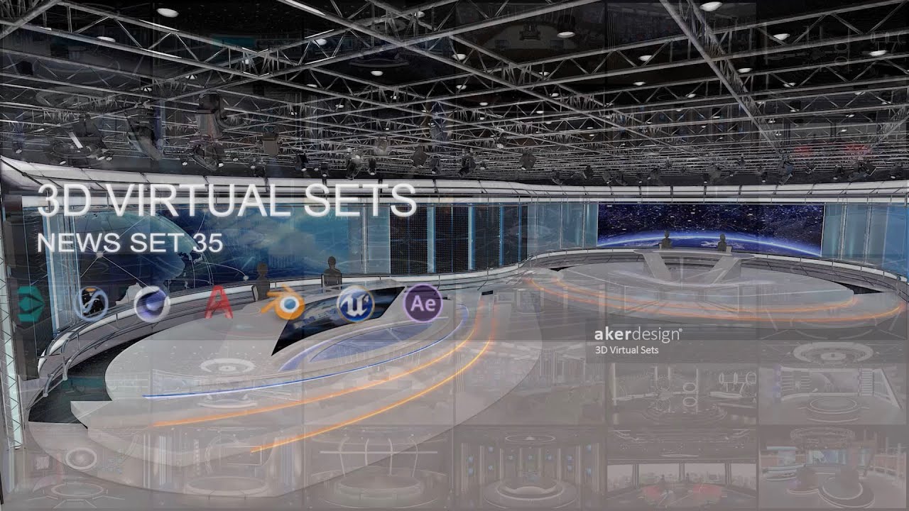 Virtual TV Studio News Set 35 3D Model