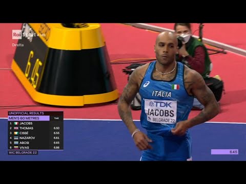 Semifinali Indoor 60m - World Championships Belgrado 2022 - Jacobs 6.45