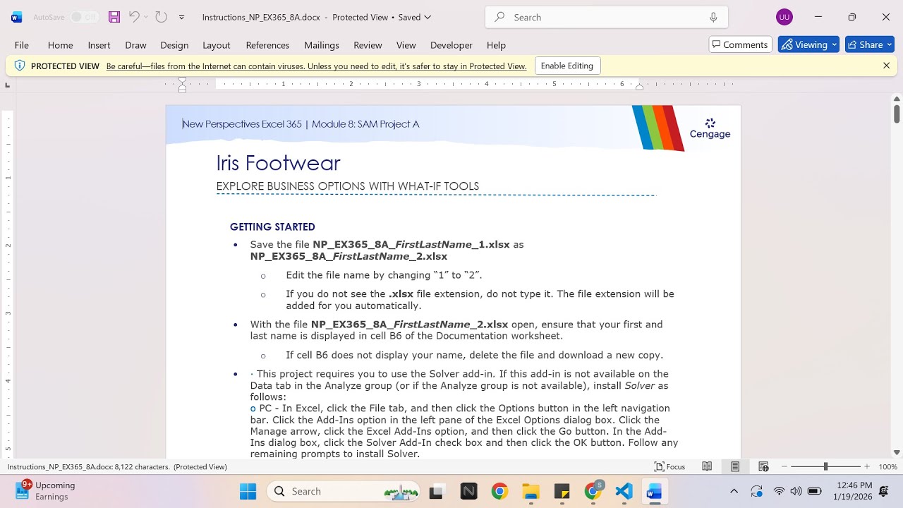 New Perspectives Excel 365 | Module 8: SAM Project A Iris Footwear