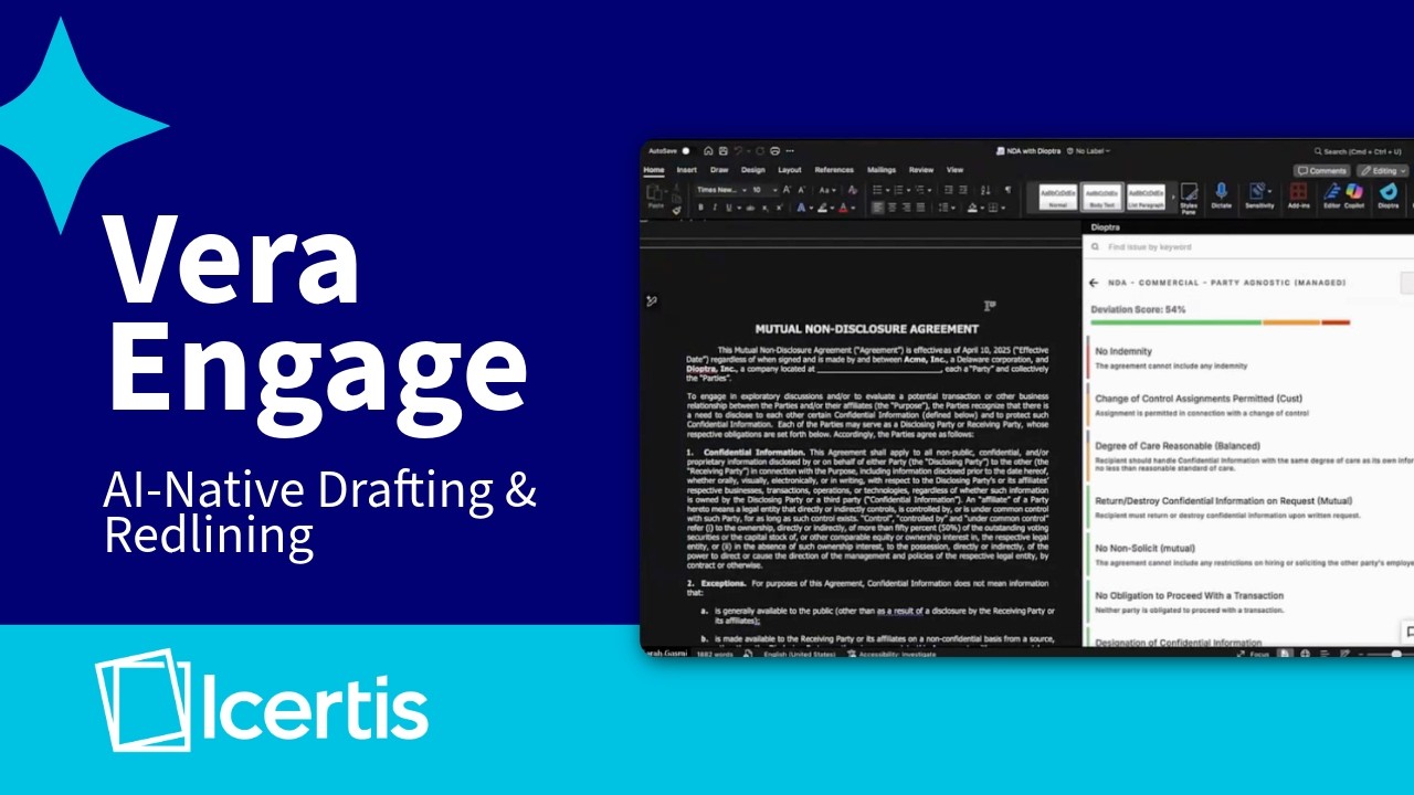 Vera Engage: Agent-driven drafting, redlining, and playbook creation