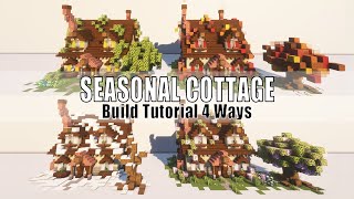 Minecraft Seasonal Fantasy Cottage House | Build it 4 Ways