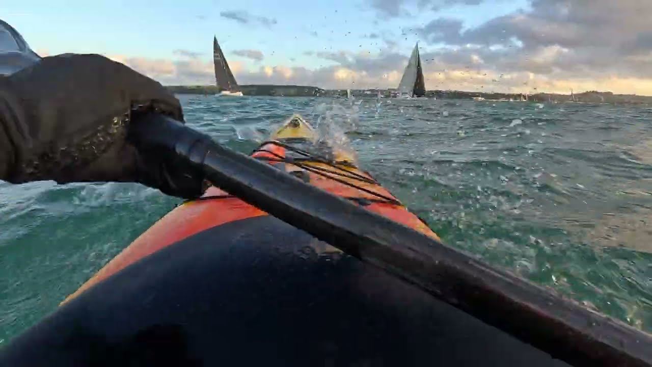 Messy waves due to sail boats wakes and wind
