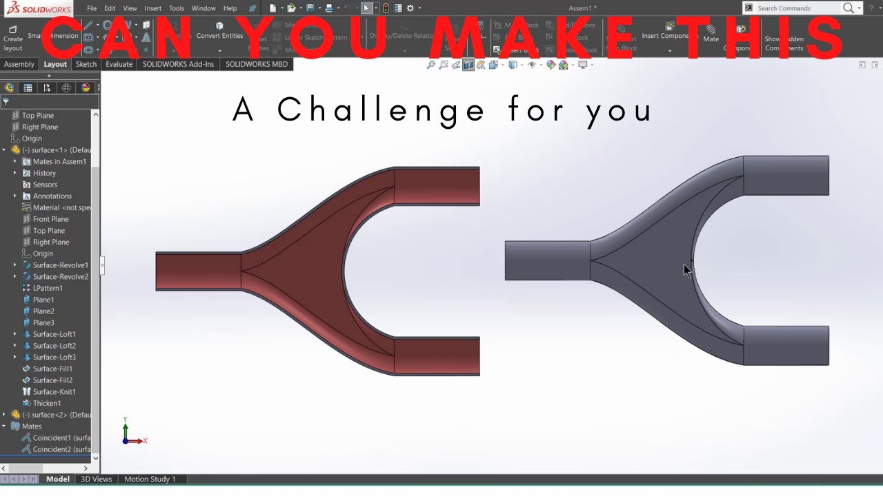 surface exercise in Solidworks