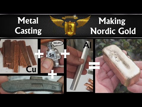 Making my first Nordic Gold bar, Mixing Copper & Zinc & Tin & Aluminium