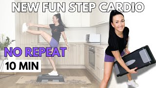 10-Minute Fat Burn HIIT. New Moves. Step platform workout