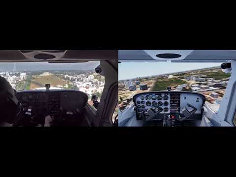 C-172SP Landing runway 29 at Herzliya airport (LLHZ) P3D VS Real Life