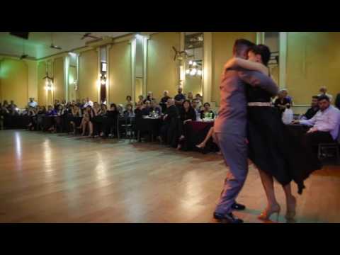  Moira Castellano,    Javier Rodriguez,    Mariela Sametband,    and  Guillermo Barrionuevo  are  dancing  to  a  milonga  at  Mujercitas Tango Fest  in  2016