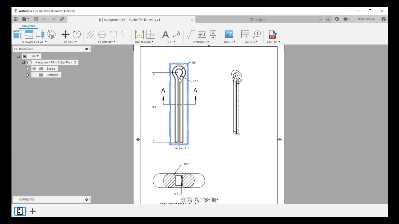 Fusion 360 Solution: Assignment #4 -- The Cotter Pin