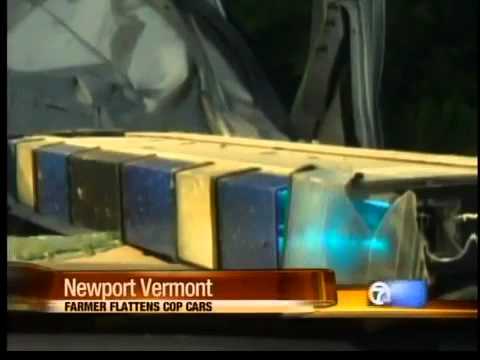 Farmer in Vermont flattens cop cars with tractor